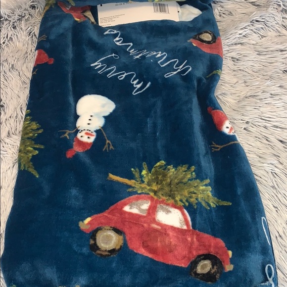 Rae Dunn Merry Christmas Plush Throw Blanket
